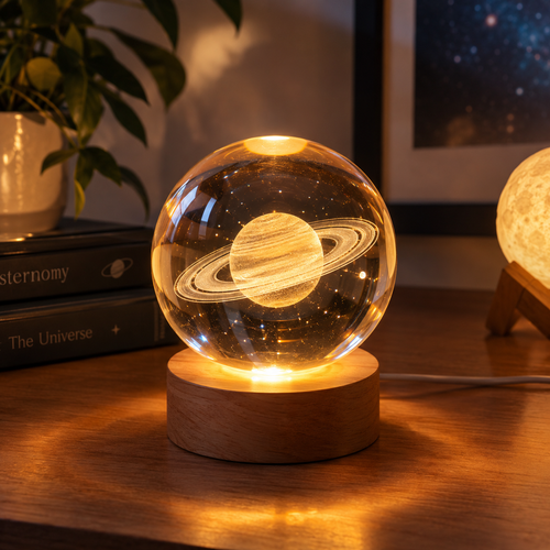 🌌 Orbitra — Lámpara de Cristal de Saturno